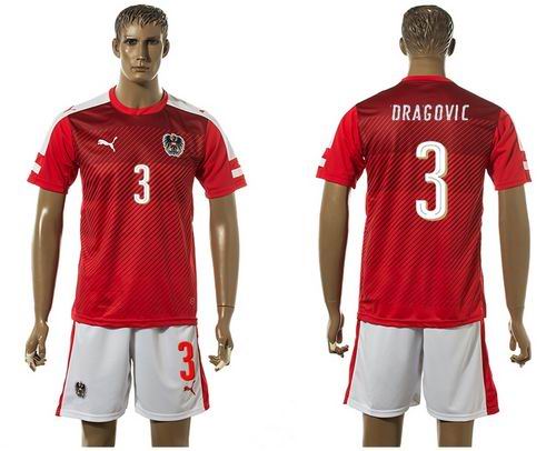 Austria #3 Dragovic Red Home Soccer Country Jersey - Click Image to Close